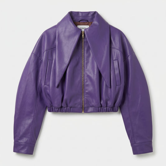 Oversized Purple Leather Jacket