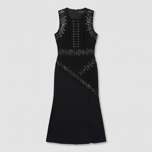 Grommet Embellished Midi Dress
