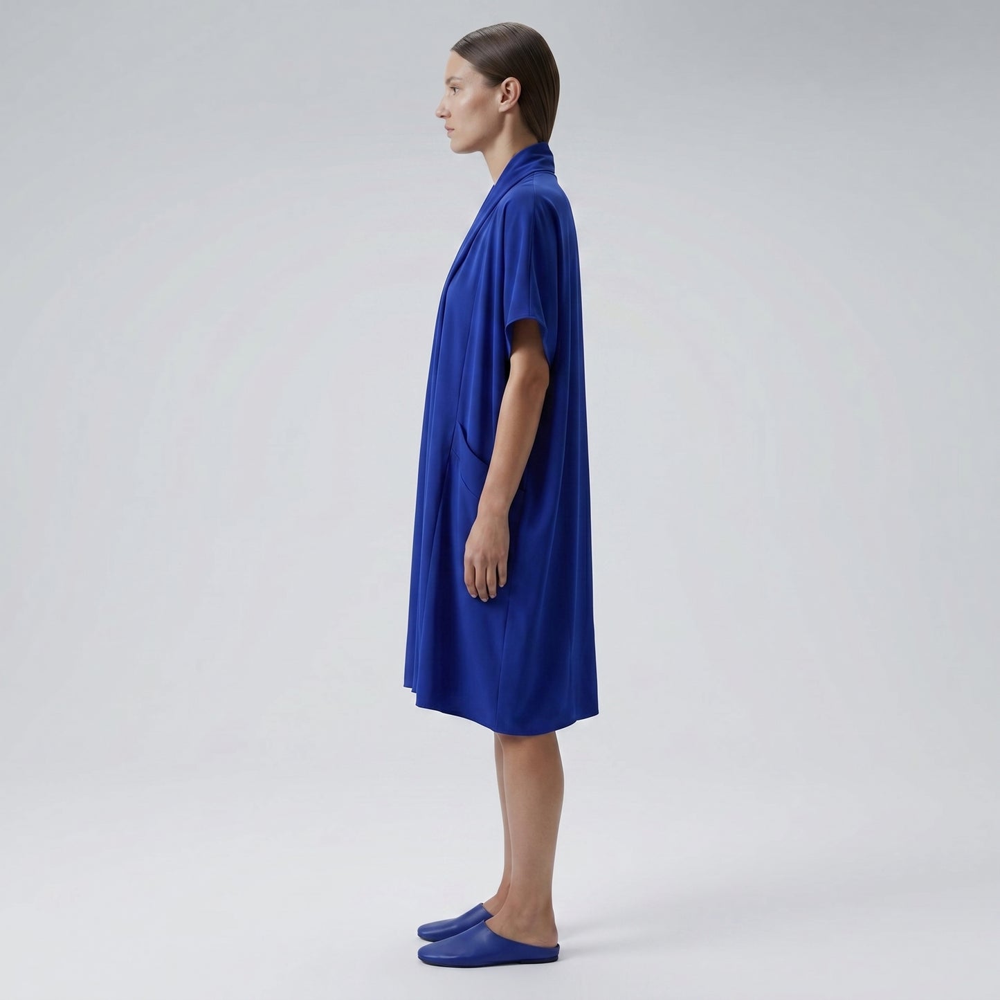 Cobalt Blue Draped Open Cardigan
