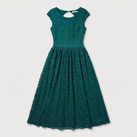 Emerald Green Lace Midi Dress