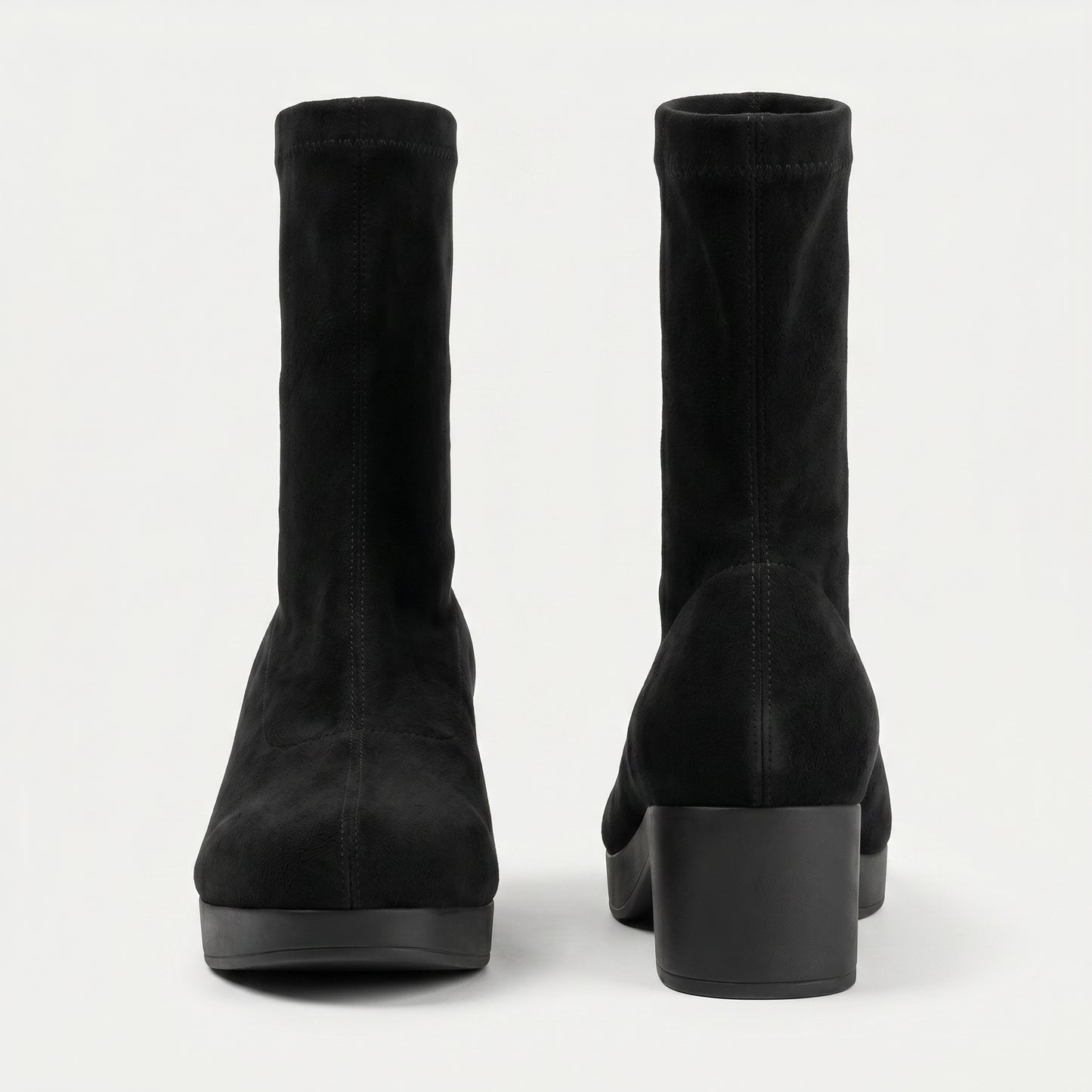 Sleek Black Suede Platform Boots