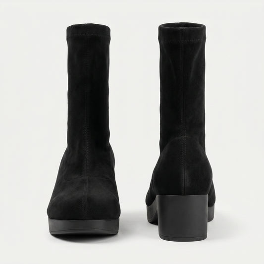 Sleek Black Suede Platform Boots