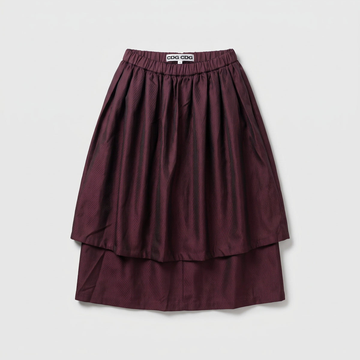 Pleated Burgundy Layered Midi Skirt