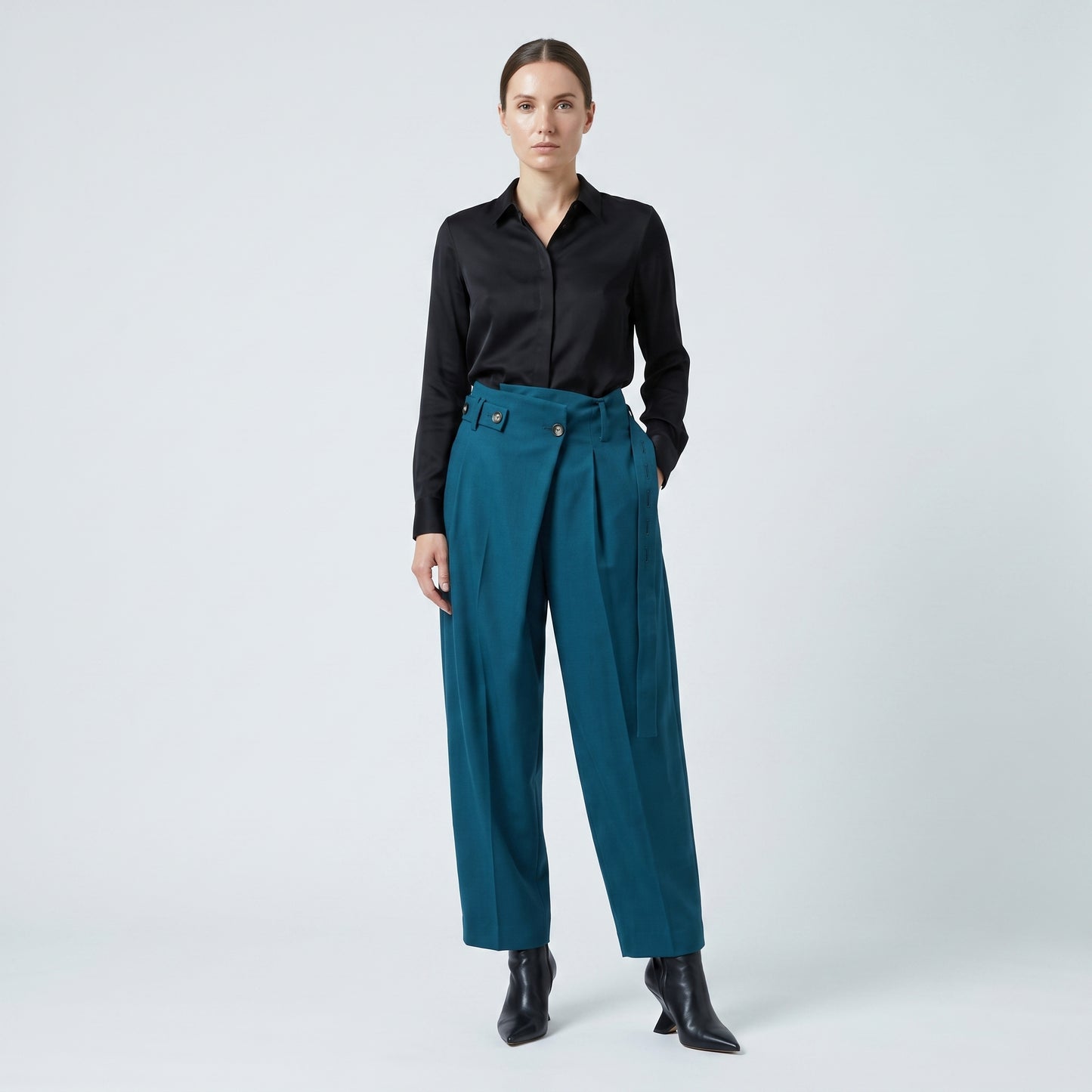 High-Waisted Asymmetric Tailored Trousers