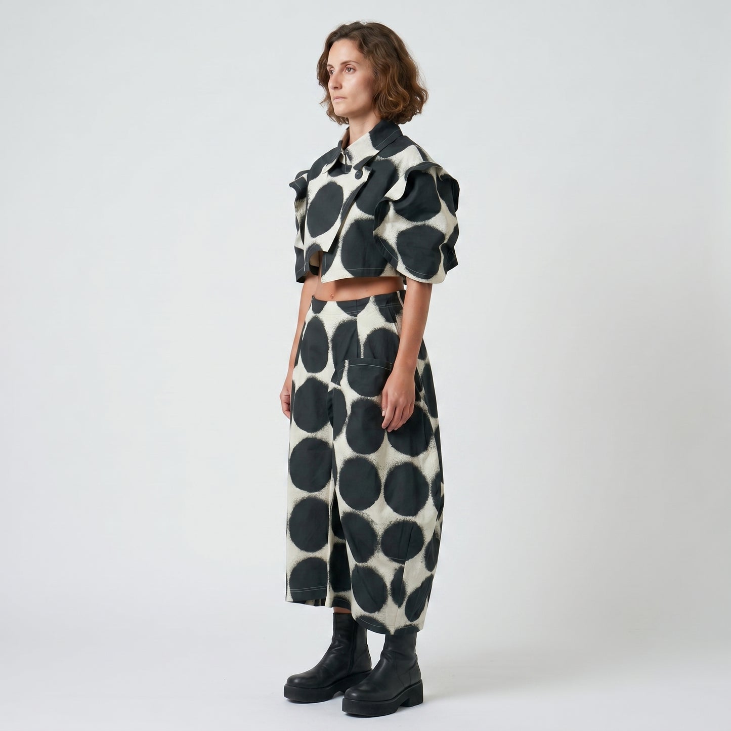 Abstract Polka Dot Cropped Jacket