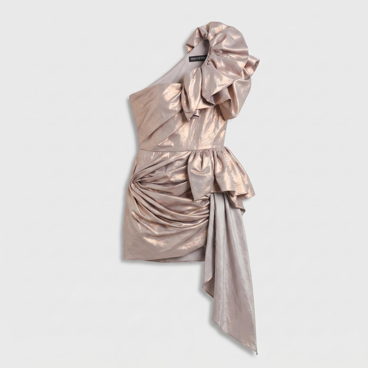 One-Shoulder Metallic Mini Dress