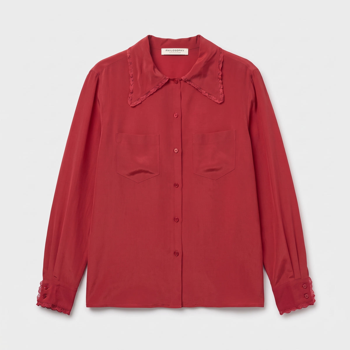 Lace Trimmed Silk Blouse