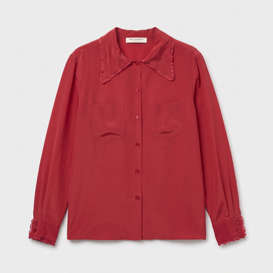 Lace Trimmed Silk Blouse
