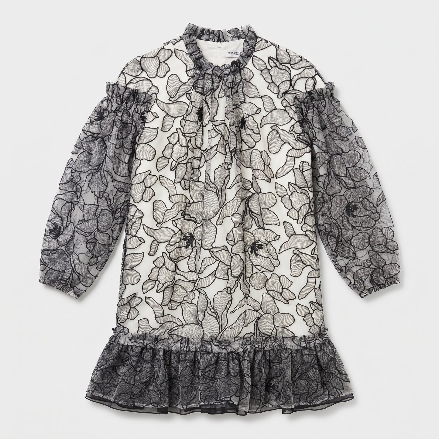 Floral Embroidered Ruffle Mini Dress