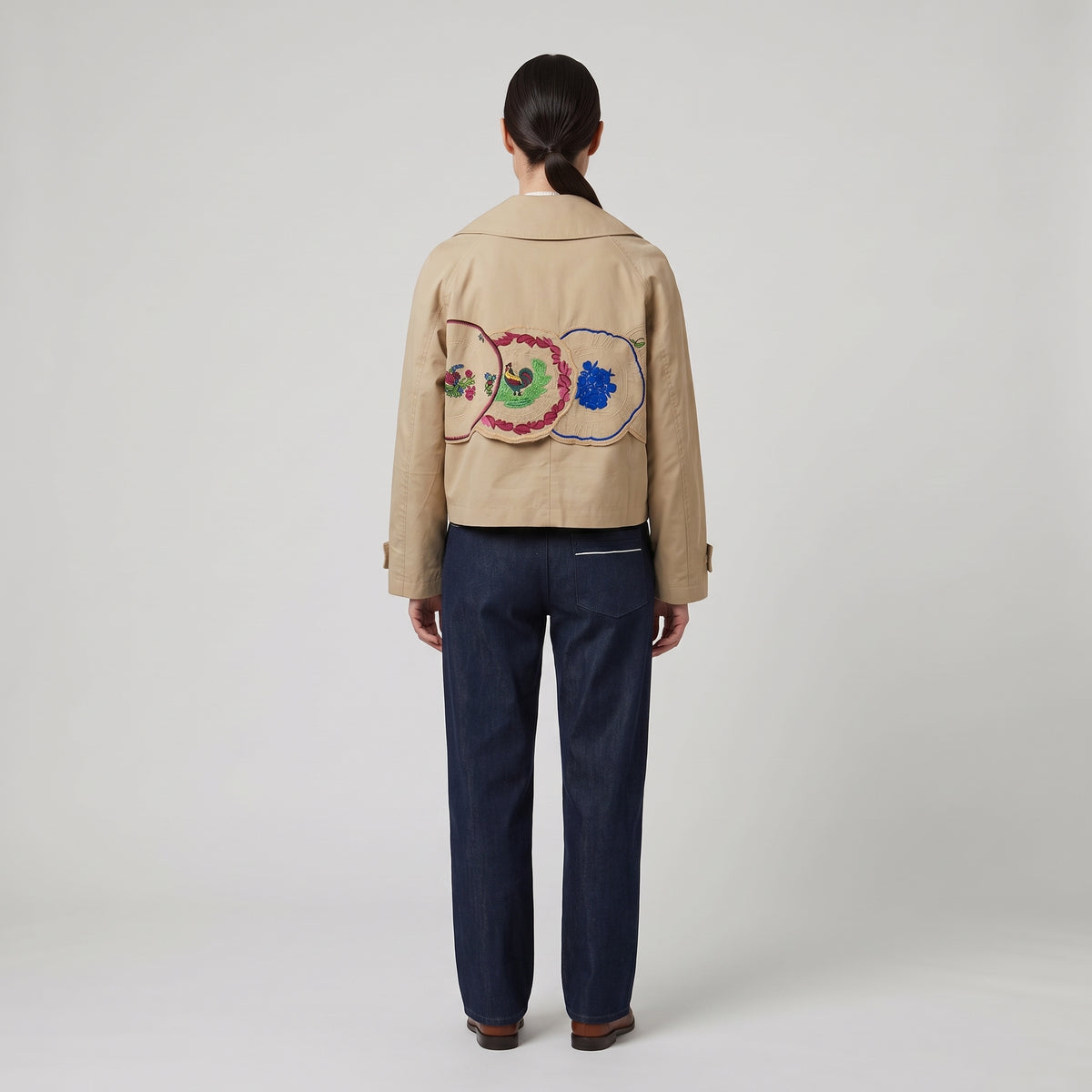 Cropped Tailored Trench Jacket