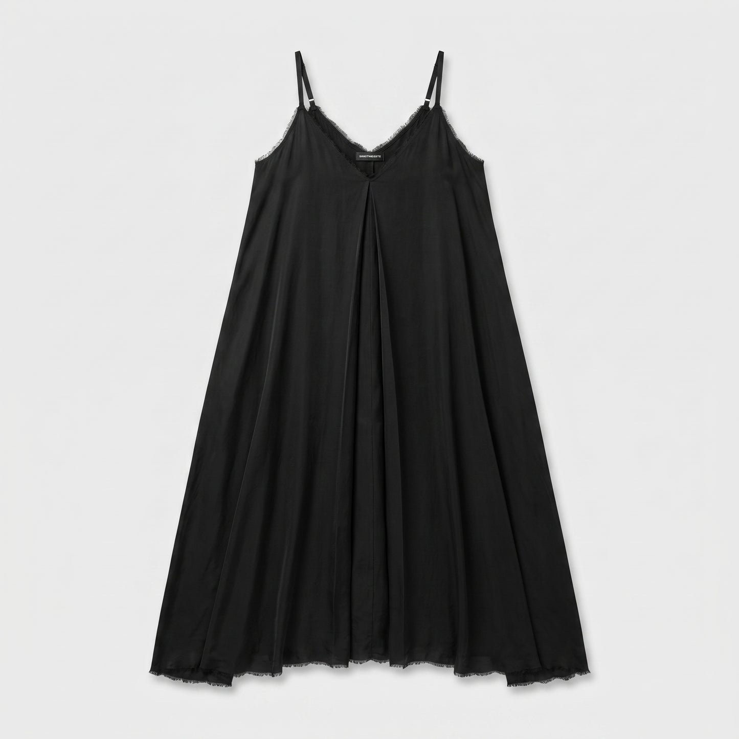 Minimalist Black Silk Cami Dress