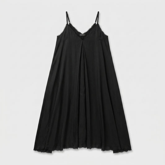 Minimalist Black Silk Cami Dress