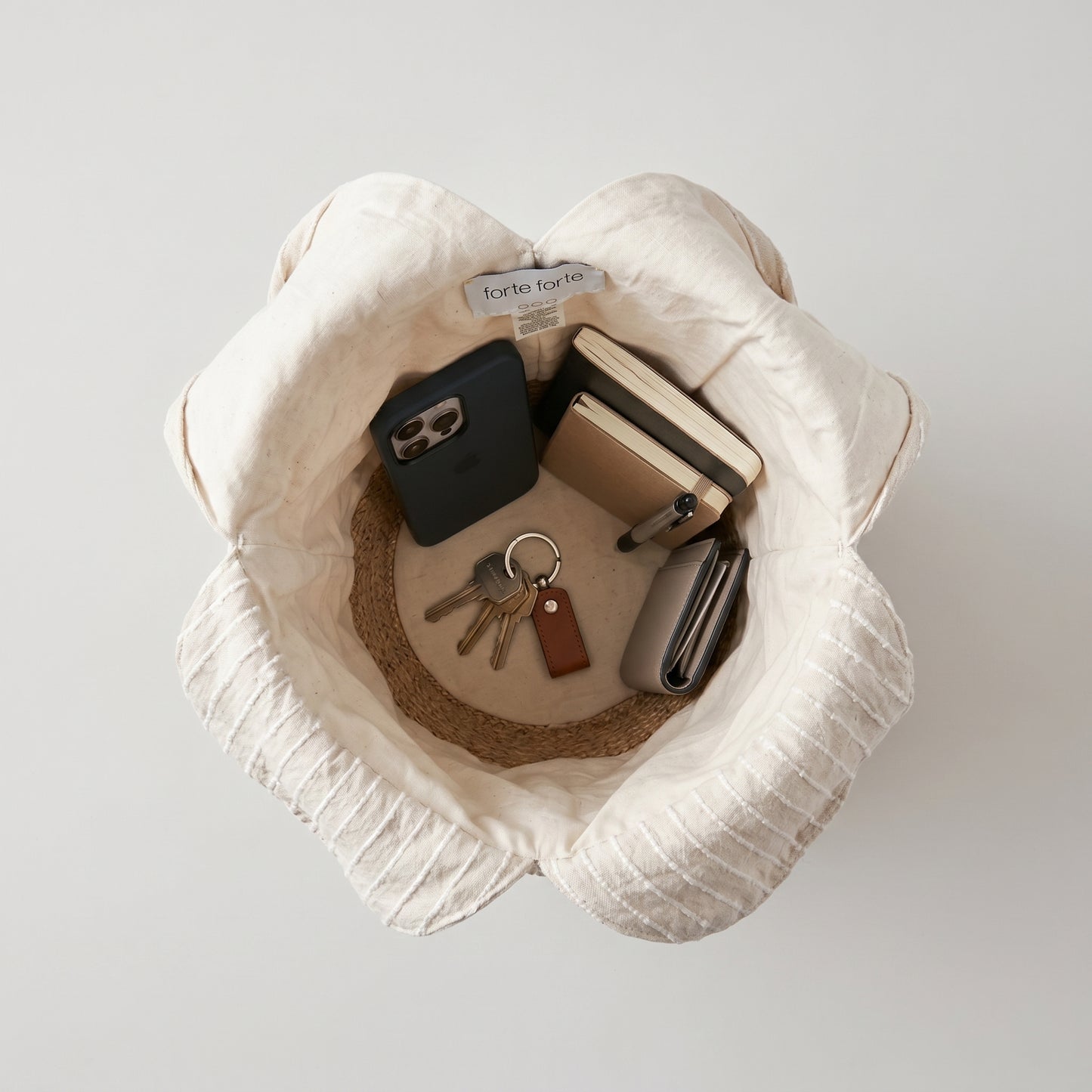 Striped Fabric Knot Tote Bag