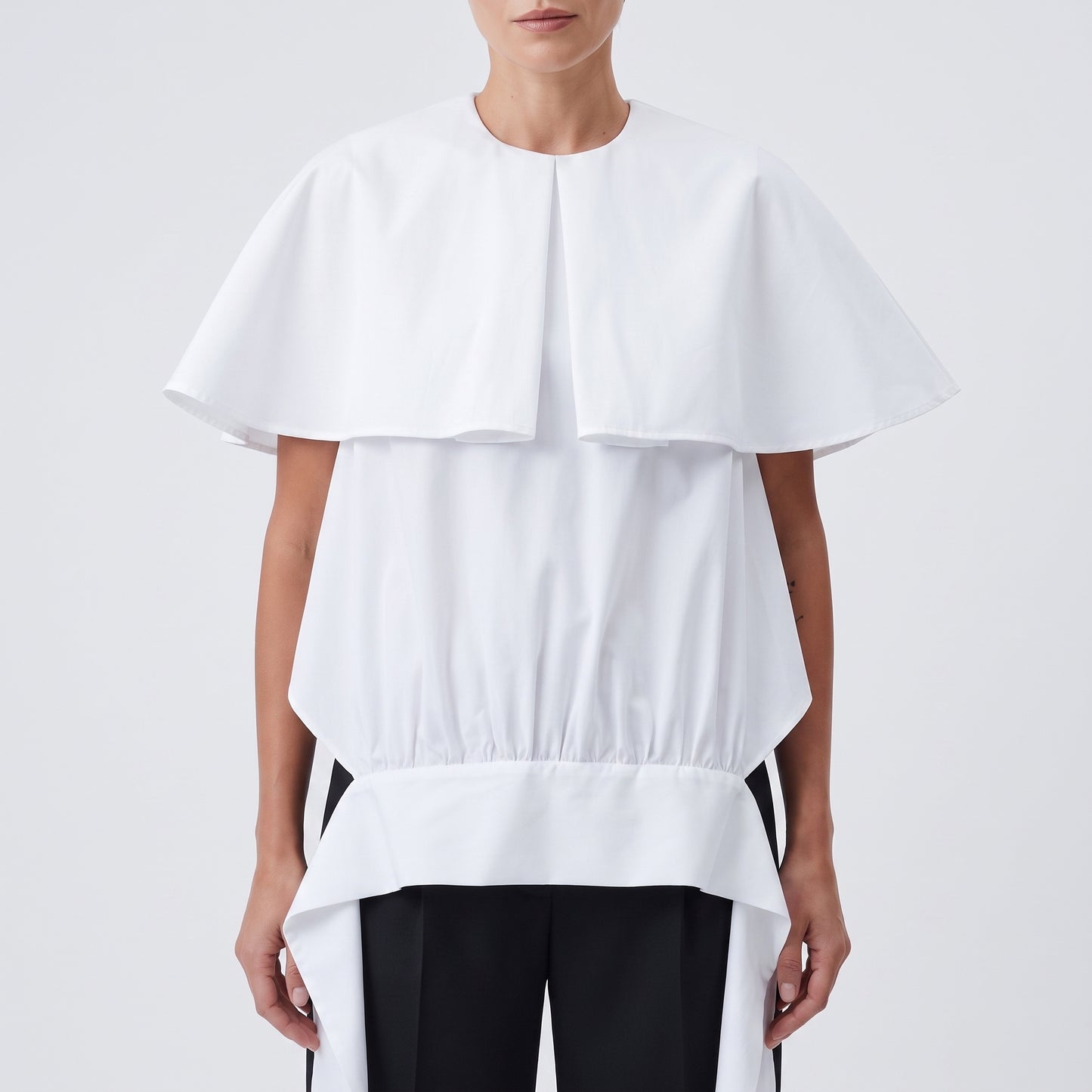 Architectural Layered White Blouse