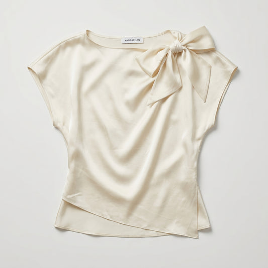 Elegant Silk Bow Detail Top