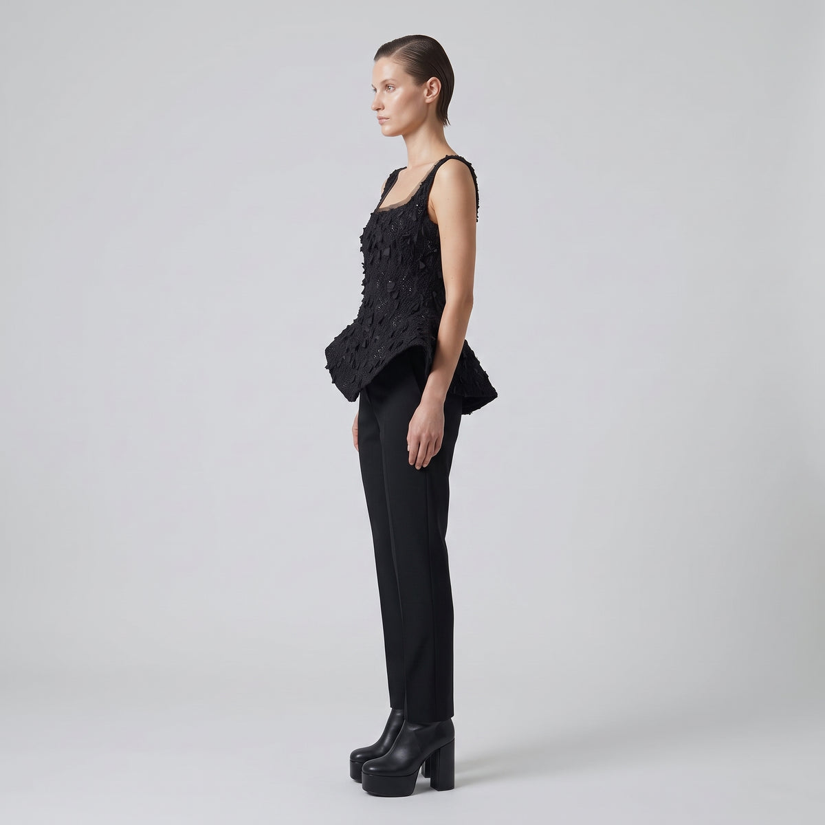 Embellished Sculptural Peplum Vest