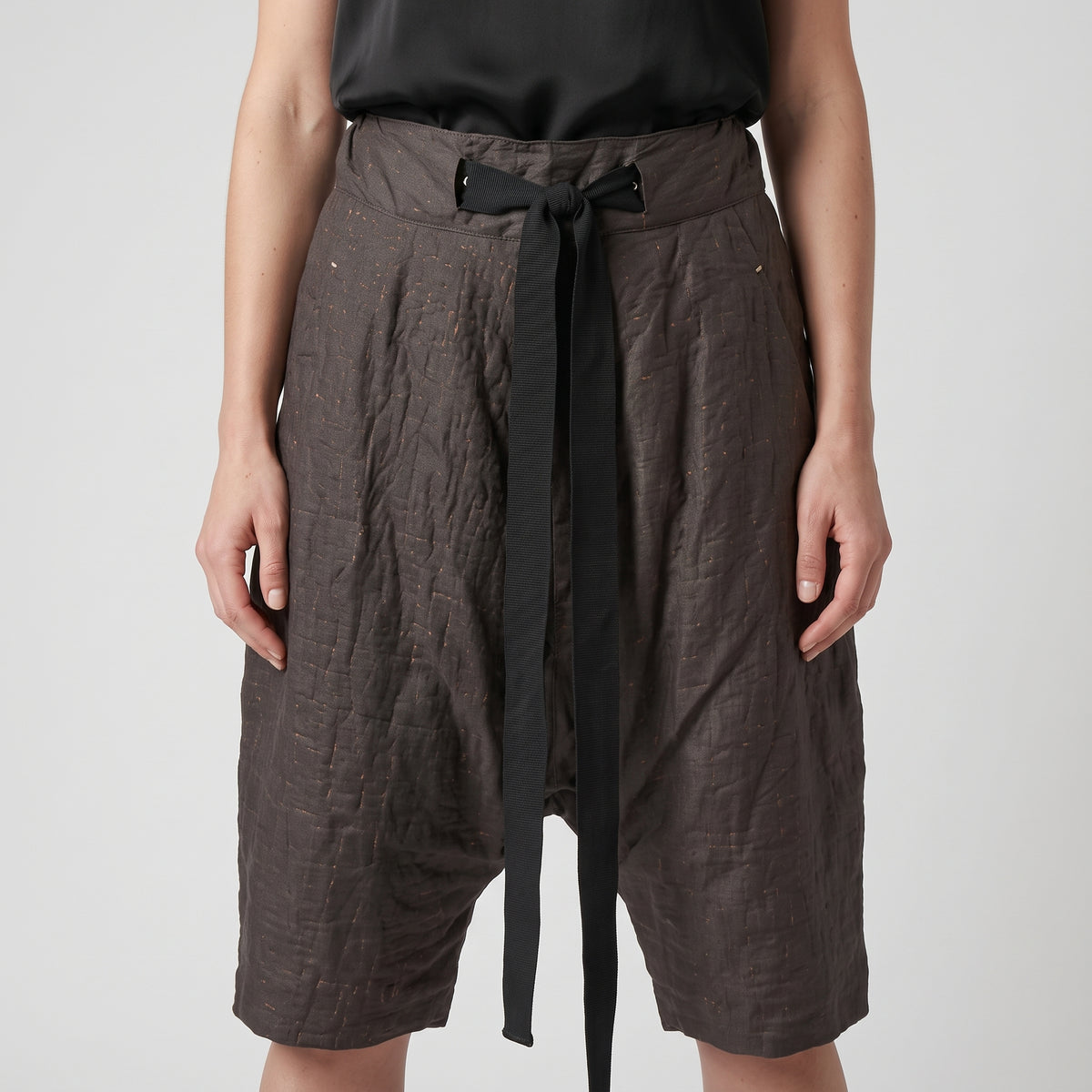 Textured Drawstring Tailored Shorts