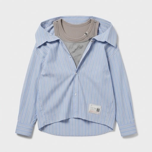 Layered Striped Poplin Shirt