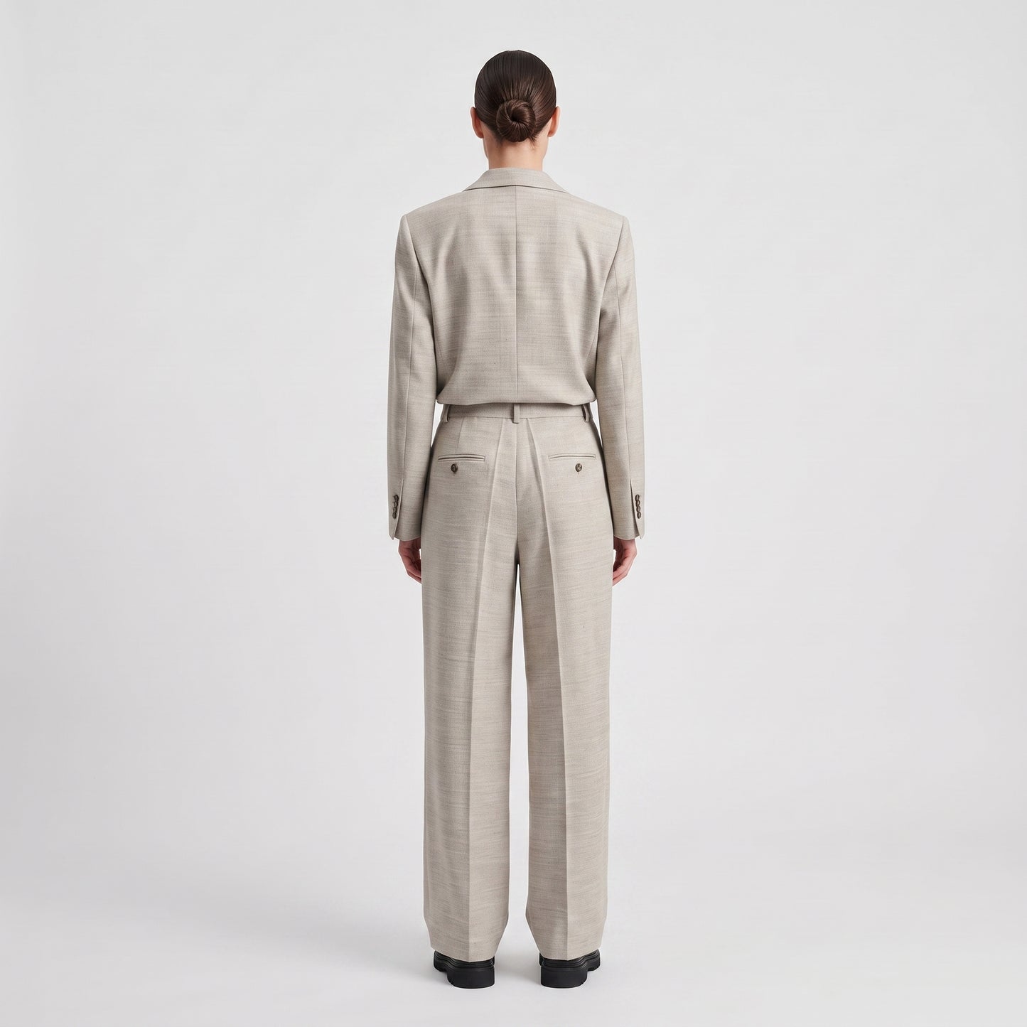 Tailored High-Waisted Beige Trousers