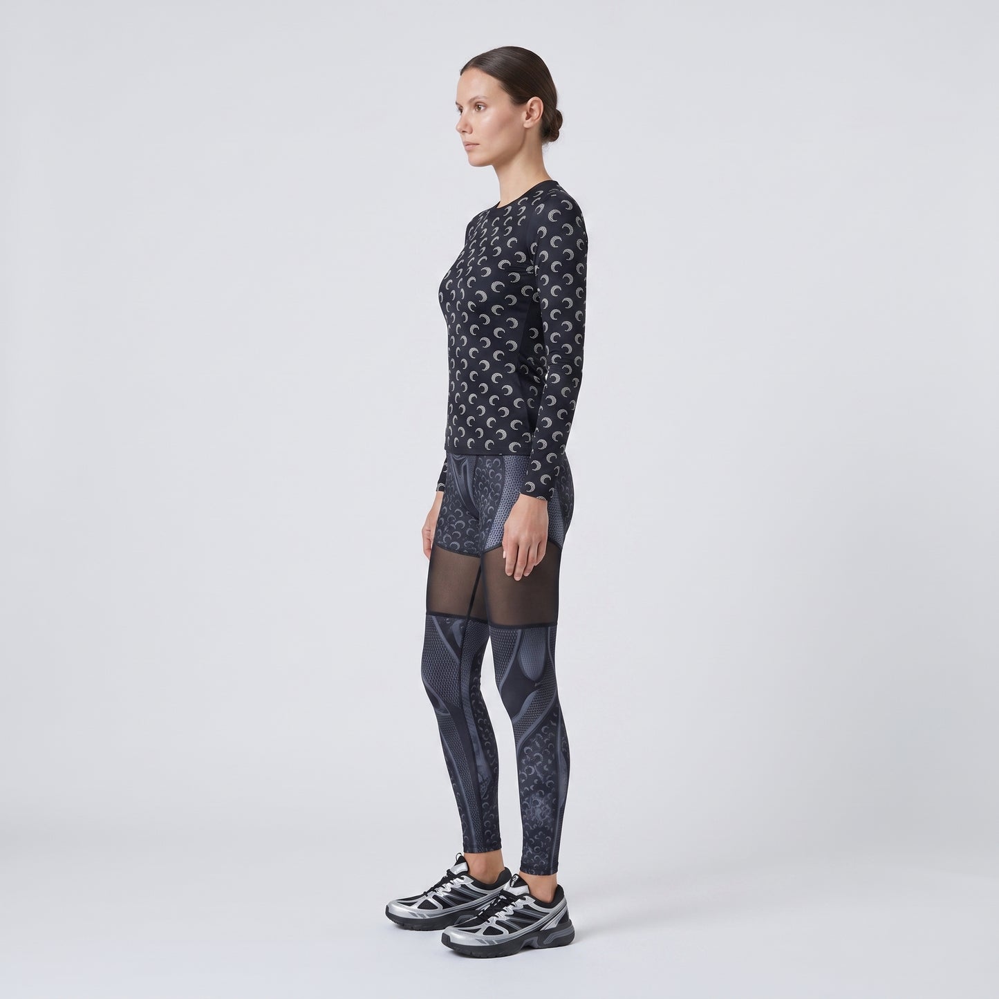 Crescent Moon Print Long-Sleeve