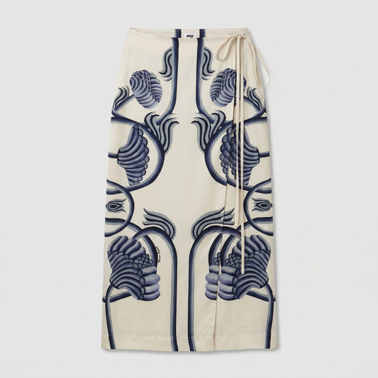 Floral Print Silk Wrap Skirt