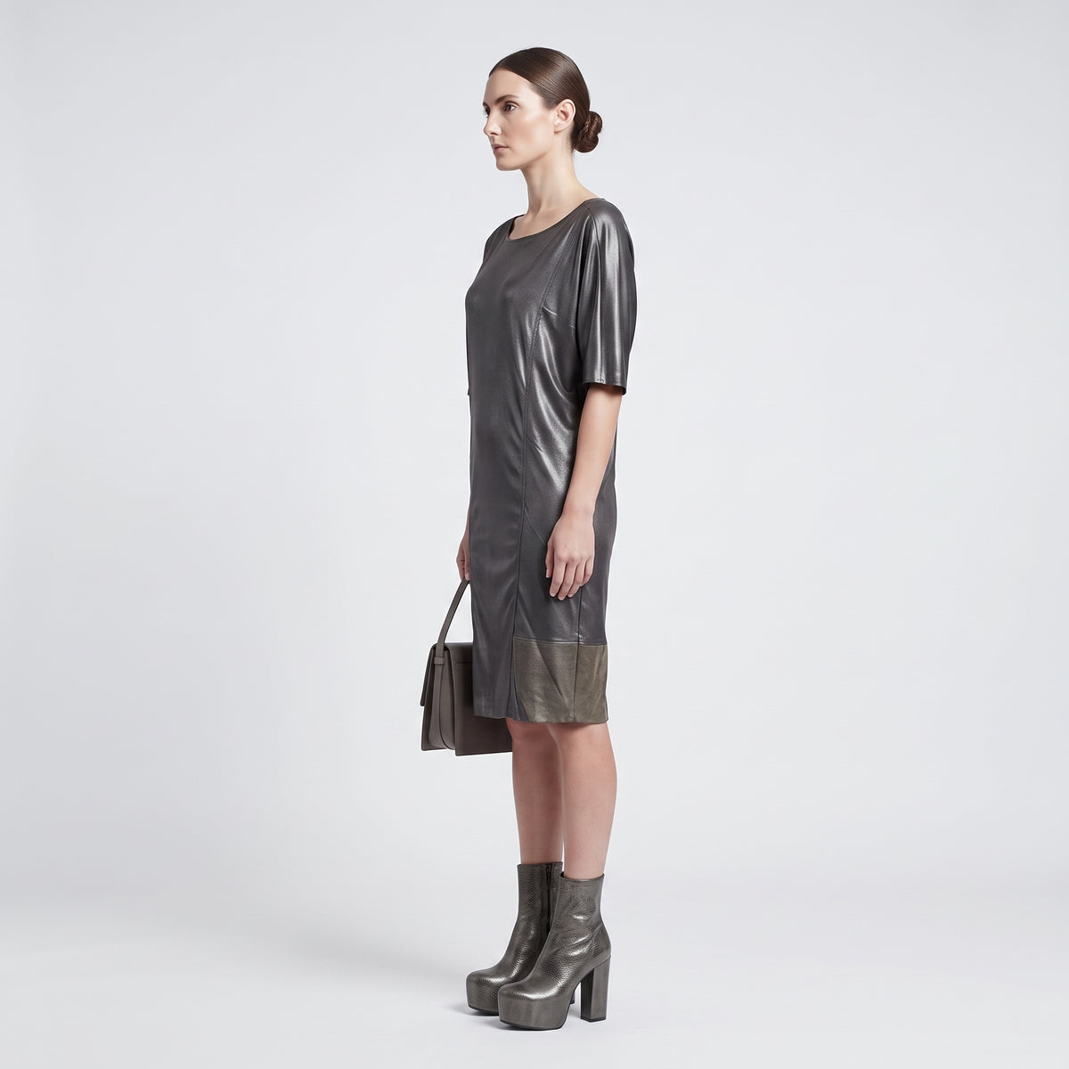 Structured Paneled Leather Tunic