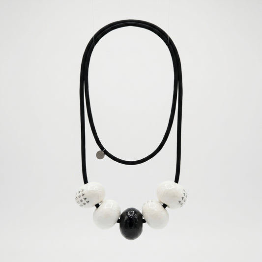 Monochrome Ceramic Bead Statement Necklace