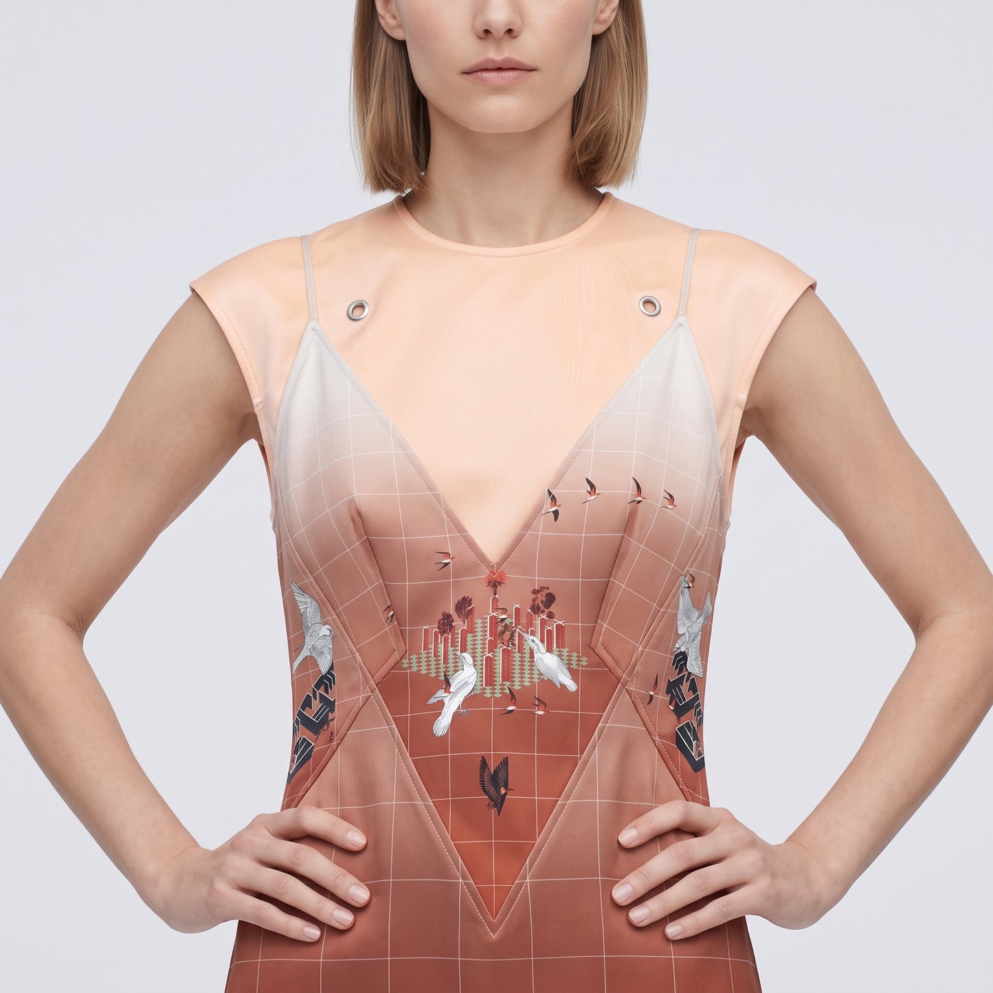 Graphic Print Ombre Midi Dress