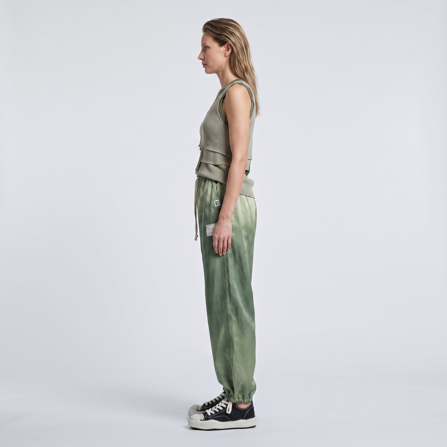 Distressed Olive Drawstring Trousers