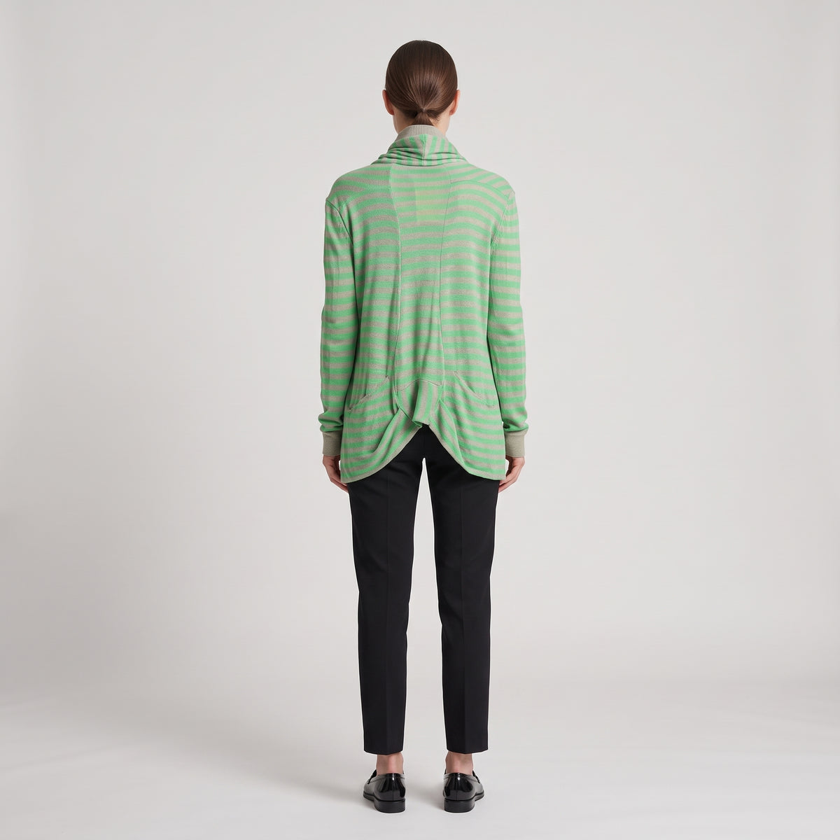 Striped Drape Front Cardigan