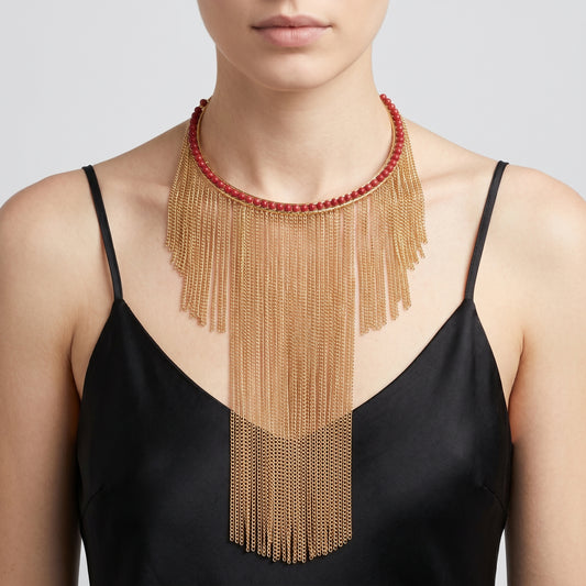 Cascading Gold Chain Statement Necklace