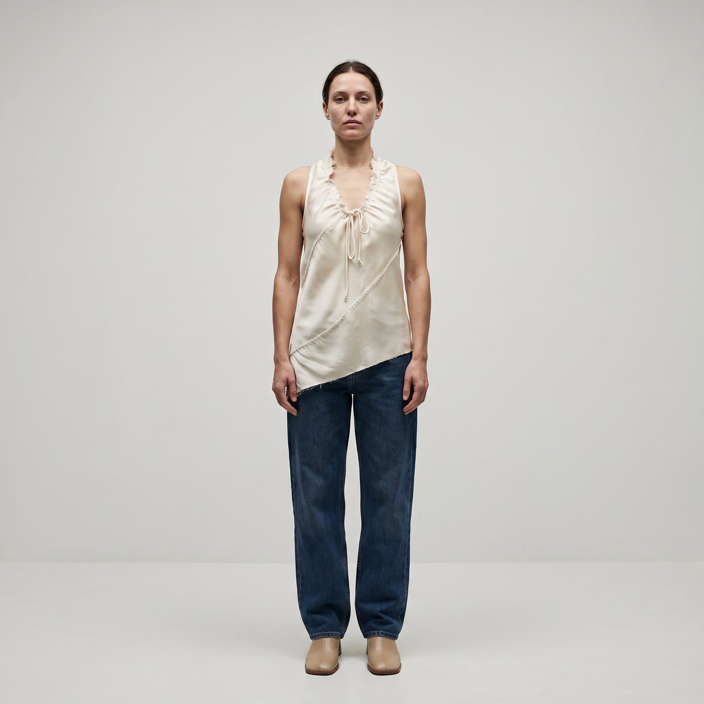 Asymmetrical Draped Silk Top