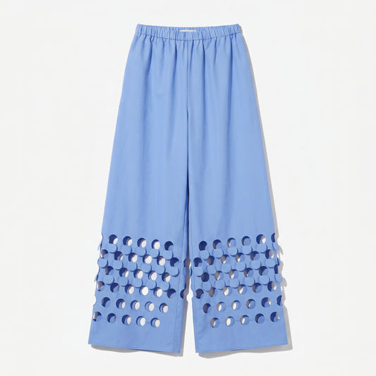 Perforated Detail Wide Leg Trousers