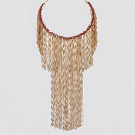 Cascading Gold Chain Statement Necklace