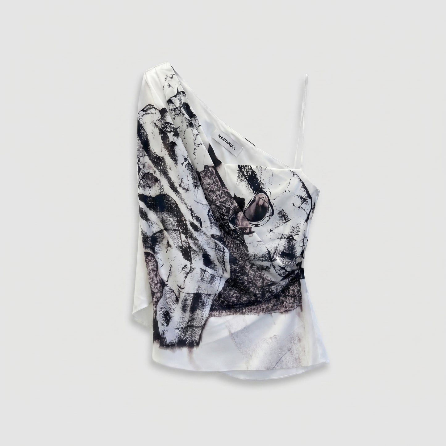 Asymmetrical Monochrome Graphic Print Top